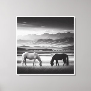 A high-quality painting with a horse design and a canvas print