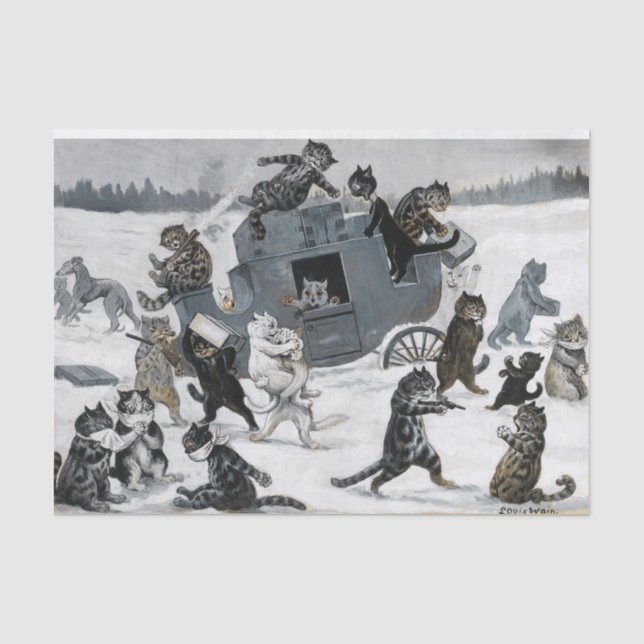 A Highway Robbery by Louis William Wain Tissue Paper (Front)