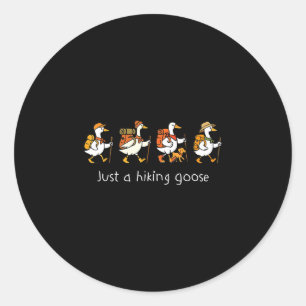 A hiking goose cute goose outdoor nature hiker classic round sticker
