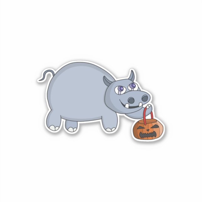 A Hippo with a Pumpkin Bag (Front)