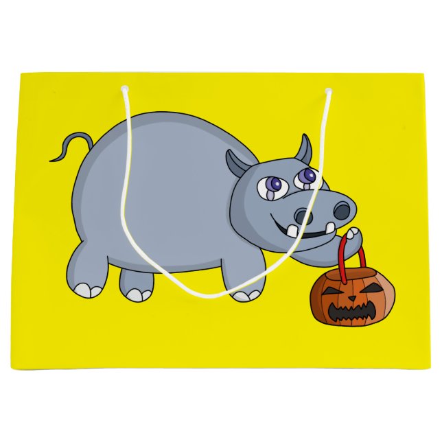 A Hippo with a Pumpkin Bag (Front)