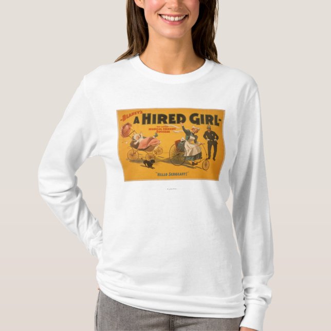 "A Hired Girl" Comedy Success Theatre Poster T-Shirt (Front)