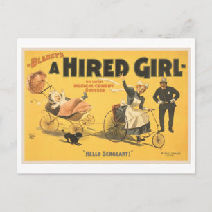 A hired girl musical comedy success postcard