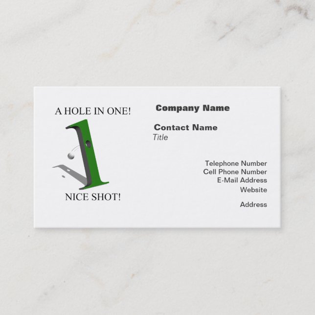 A Hole In One Golf Ball Business Card (Front)