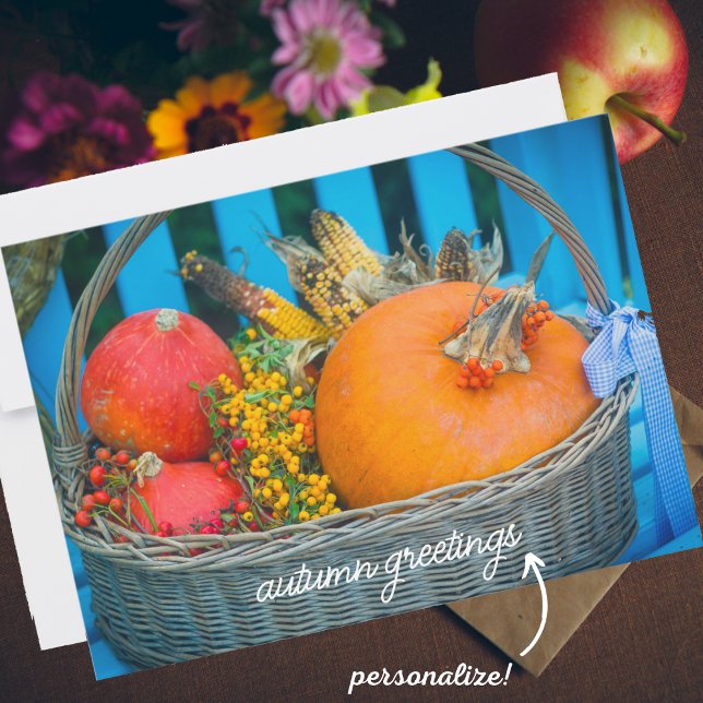A holiday basket with pumpkins Greeting Card (Creator Uploaded)
