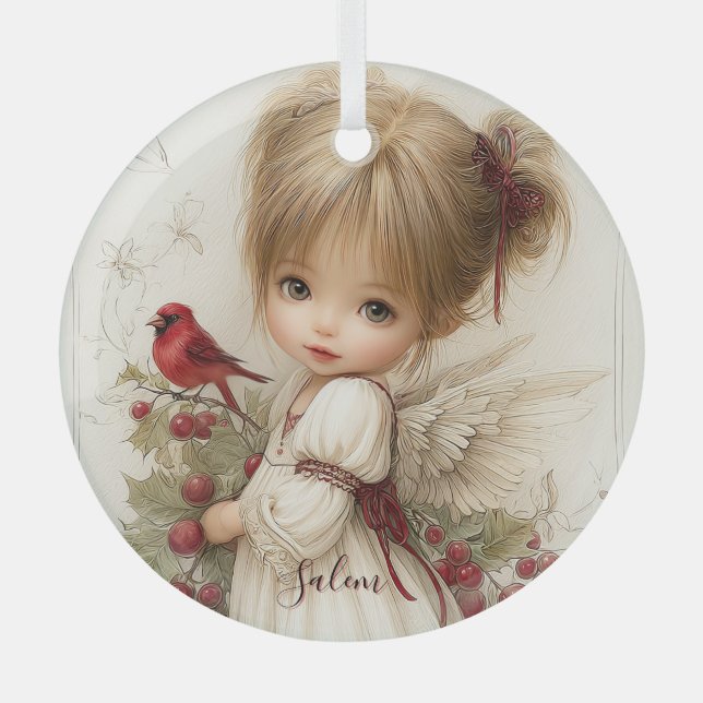 A Holly-Touched Moment of Magic Glass Tree Decoration (Front)