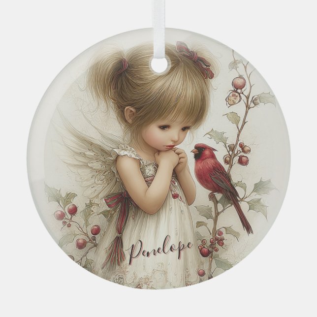 A Holly-Touched Moment of Magic Glass Tree Decoration (Front)