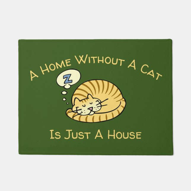 A Home Without A Cat Is Just A House Cartoon Doormat (Front)