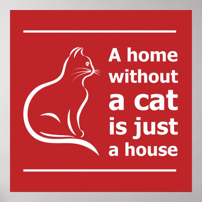 A home without a cat is just a house pet animals poster (Front)
