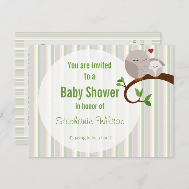 A Hoot Of A Baby Shower Owl Invitation (Front/Back)