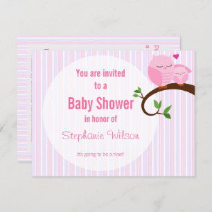 A Hoot Of A Baby Shower Pink Owl Invitation