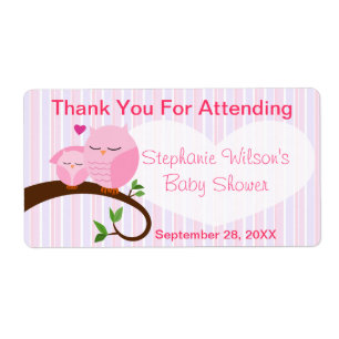 A Hoot Of A Baby Shower Pinks Favour Label