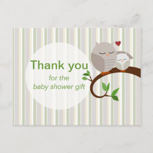 A Hoot Of An Owl Baby Shower Thank You Postcard