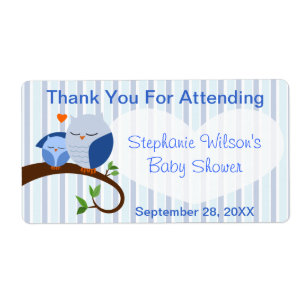 A Hoot Owl Baby Shower Boy Favour Label