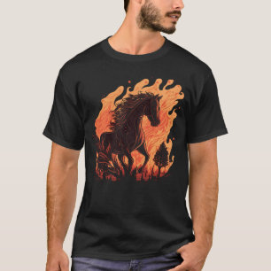 a horse and flames i burn for horses friends T-Shirt