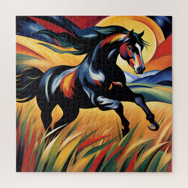 A Horse Galloping in a Wheat Field Jigsaw Puzzle (Vertical)