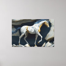 A Horse Standing on the Rocks Canvas Print