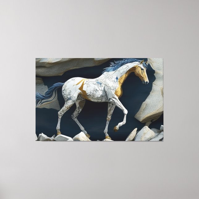 A Horse Standing on the Rocks Canvas Print (Front)