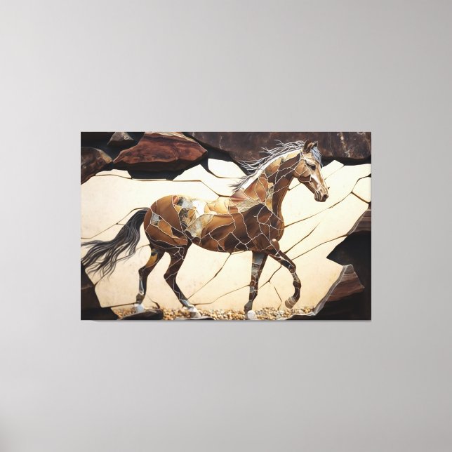 A Horse Standing on the Rocks Canvas Print (Front)