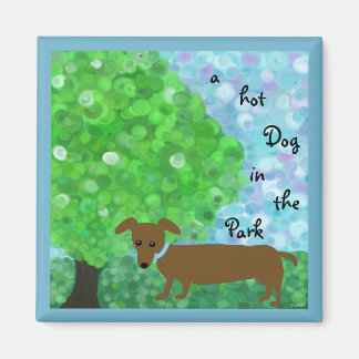 a Hot Dog in the Park Magnet