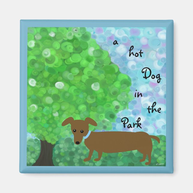 a Hot Dog in the Park Magnet (Front)