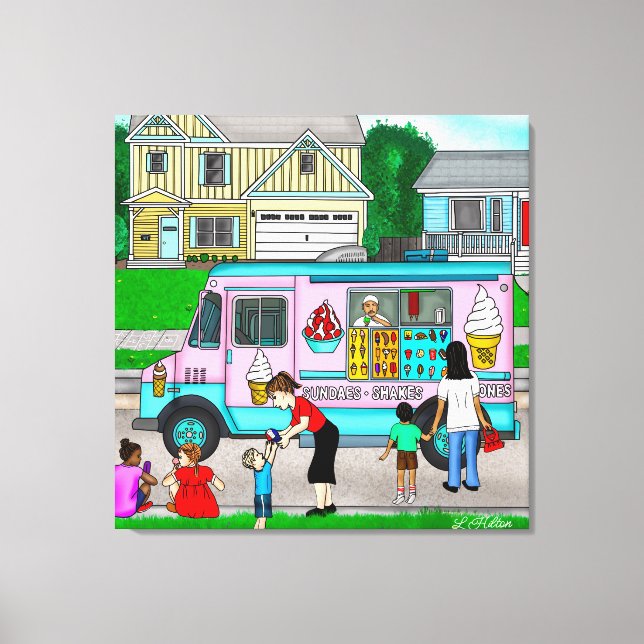 A Hot Summer Day | A Whimsical Illustration Canvas Print (Front)