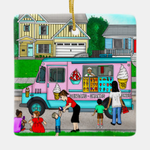 A Hot Summer Day A Whimsical Illustration Ceramic Ornament