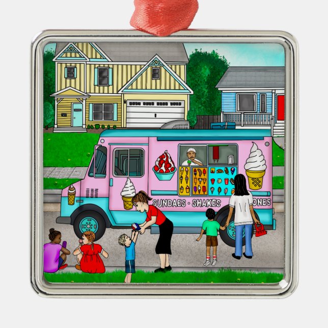 A Hot Summer Day | A Whimsical Illustration Metal Tree Decoration (Front)
