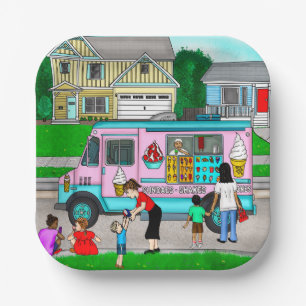 A Hot Summer Day   A Whimsical Illustration Paper Plate
