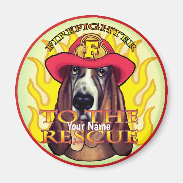 A Hound Dog  Firefighter magnet (Front)