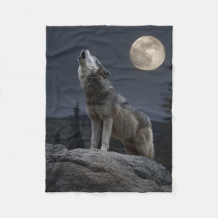 A Howling Wolf Fleece Blanket