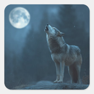 A Howling Wolf Square Sticker