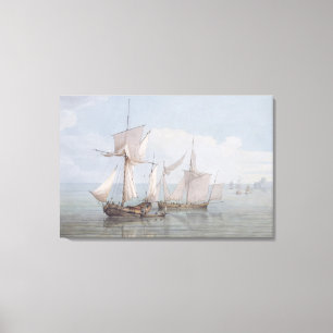A Hoy and a Lugger with other Shipping on a Calm S Canvas Print