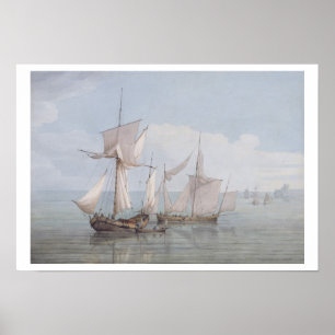 A Hoy and a Lugger with other Shipping on a Calm S Poster