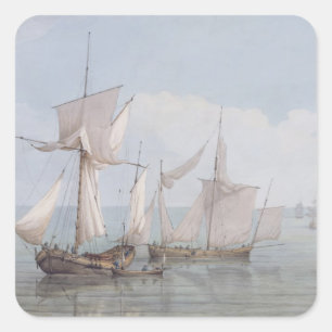 A Hoy and a Lugger with other Shipping on a Calm S Square Sticker