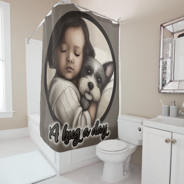 A Hug a Day Shower Curtain (In Situ)