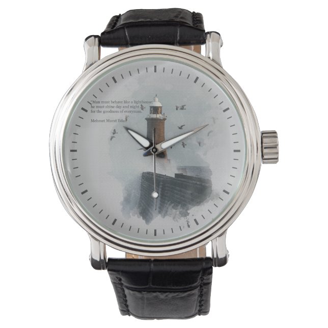 A huge wave hitting a lighthouse watch (Front)