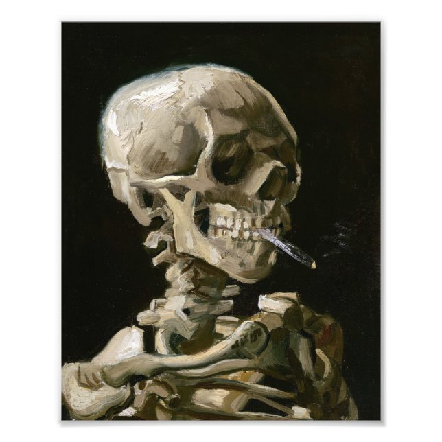 A Human Skeleton Smoking a Cigaret Photo Print (Front)
