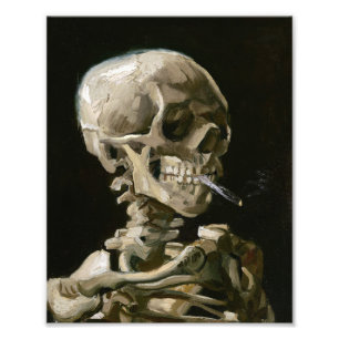A Human Skeleton Smoking a Cigarette Photo Print