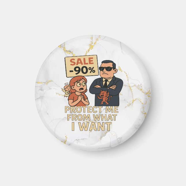 A humourous cartoon-style graphic  magnet (Front)