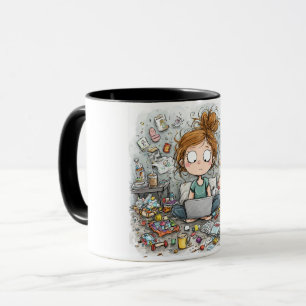 A Humourous Illustration of Mum Life Mug