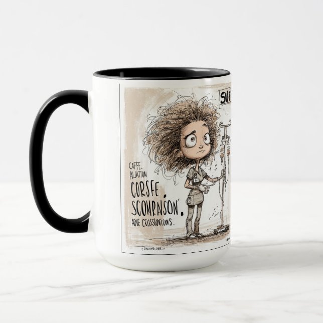  A Humourous Sketch on Healthcare Burnout Mug (Left)