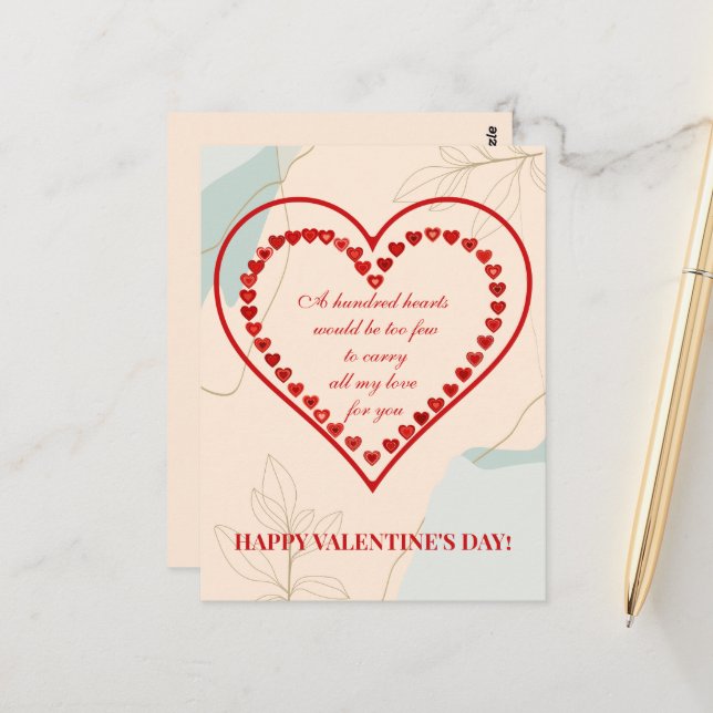 A Hundred Hearts, Valentine Postcard (Front/Back In Situ)