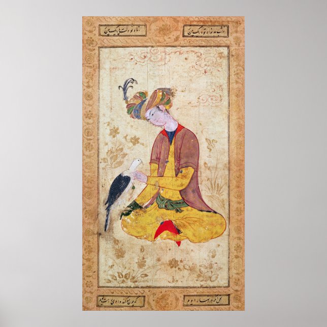 A Hunter Stroking his Falcon Poster (Front)