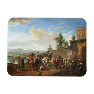A Hunting Party by a Country House (oil on canvas) Magnet