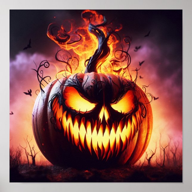 A.I. Evil Burning Jack-o'-lantern Poster (Front)