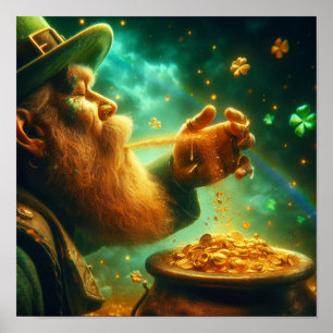 A.I. Leprechaun Creating a Pot of Gold Poster