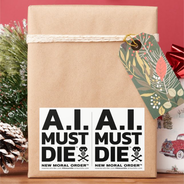 A.I. Must Die™ Logo (Bold Font) Stickers (Holiday)