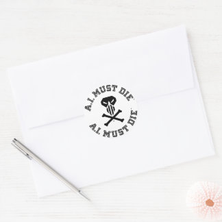 A.I. Must Die™ Logo (College Font) Stickers (20)