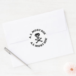A.I. Must Die™ Logo (Military Font) Stickers (20)